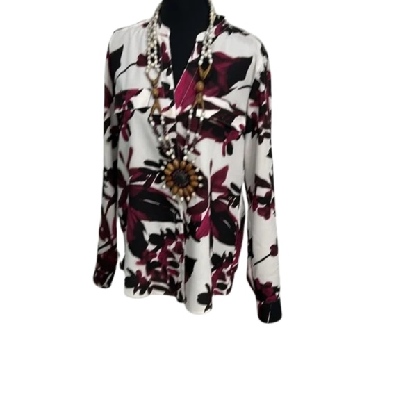 Calvin Klein Fuchsia, Black and Cream Blouse - Picture 3 of 10